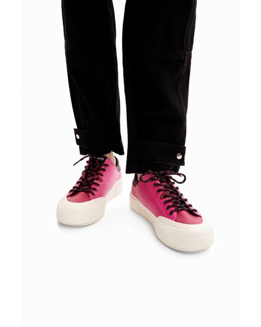Desigual Pink Studded Platform Sneakers, Polyurethane