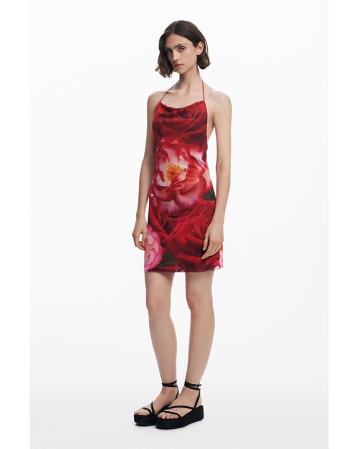 Desigual Red Tyler Mcgillivary Mini Floral Dress