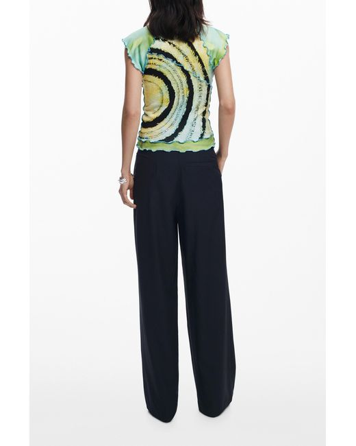 Desigual Blue Short-Sleeve T-Shirt With Circles, Viscose