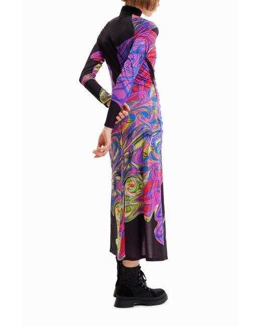 Desigual White María Escoté Slim Midi Dress