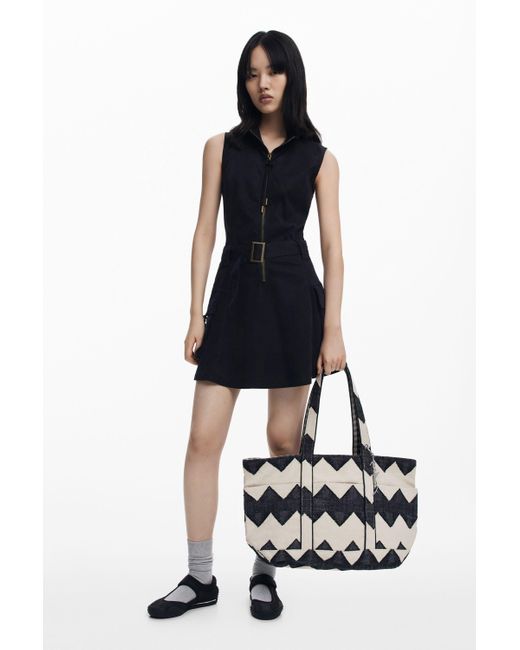 Desigual Black Medium Reversible Twill Bag