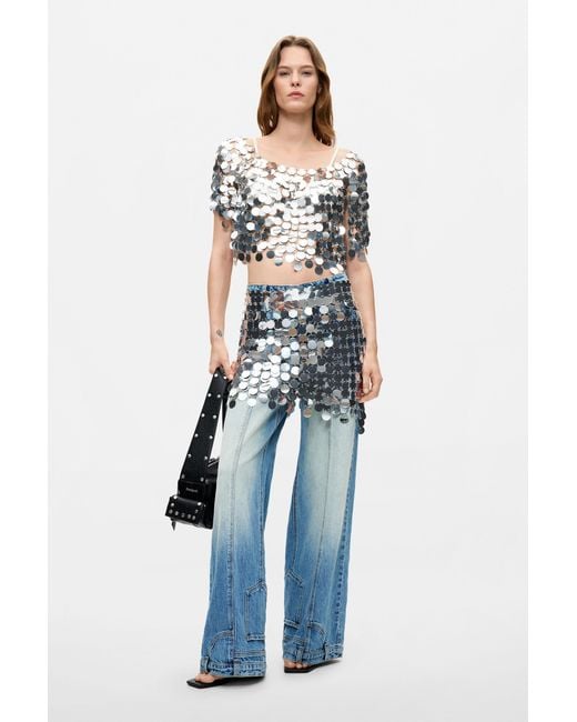 Desigual Blue Short Sequined Pareo, Polyethylene Terephthalate