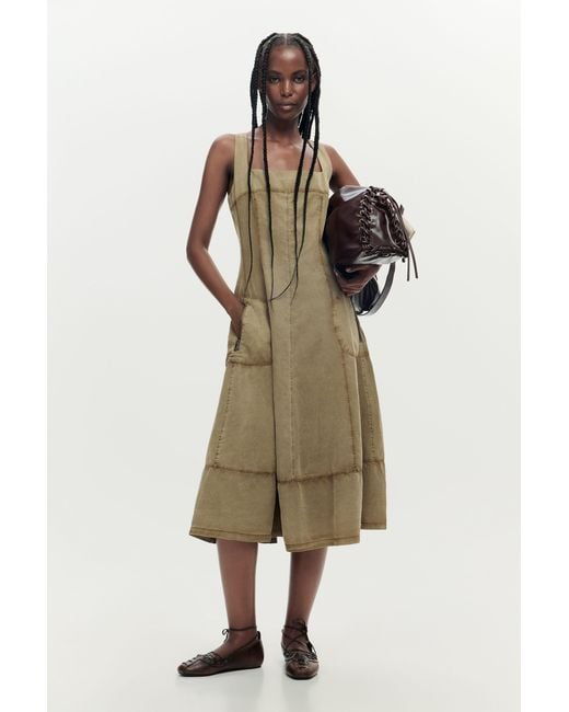 Desigual Lyocell Midi Dress With Seams, Lyocell in Brown