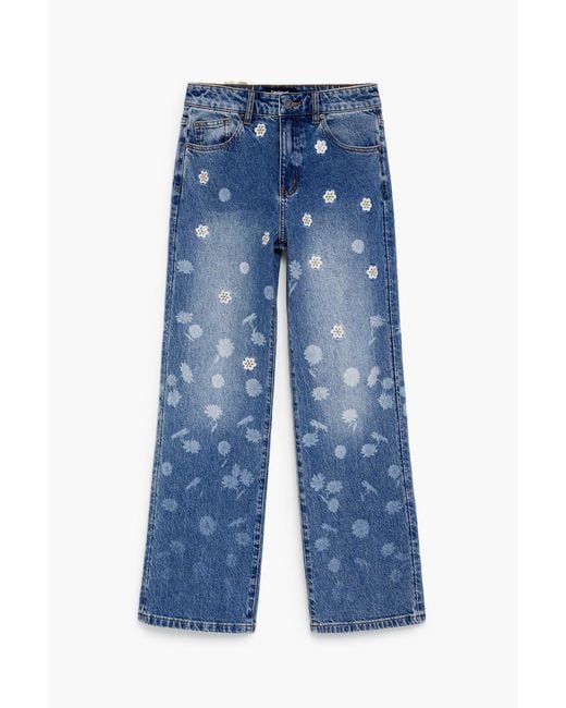 Desigual Blue Regular Embroidered Jeans, Cotton