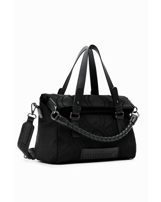 Desigual Black Embossed Circles Handbag