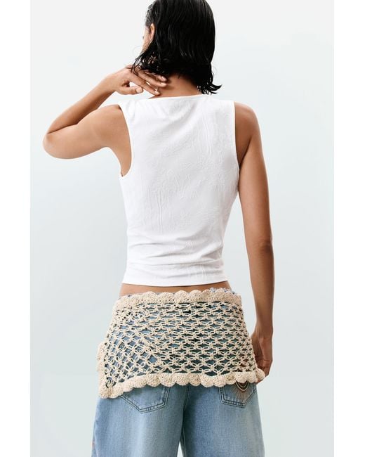 Desigual White Draped Sleeveless T-Shirt, Polyester