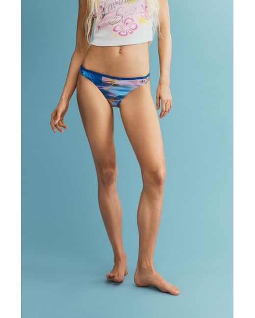 Desigual White Shiny Effect Bikini Briefs