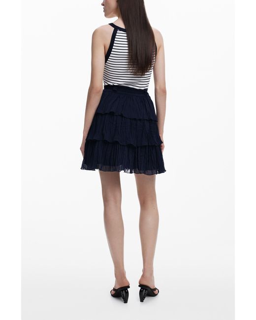 Desigual Blue Dress With Pleated Skirt