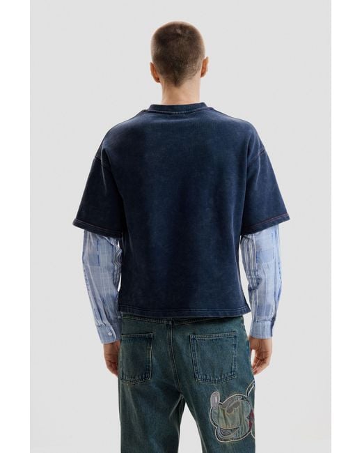 Desigual Blue Printed Long-Sleeve Sweatshirt, Cotton for men