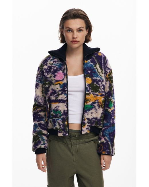 Chaqueta Bomber Jaspeada Desigual de color Multicolor
