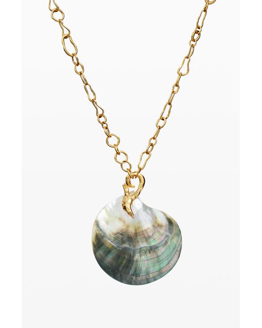 Desigual White Plated Mother-Of-Pearl Shell Pendant Zalio