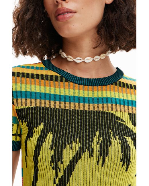 Desigual Green Knit Landscape T-Shirt