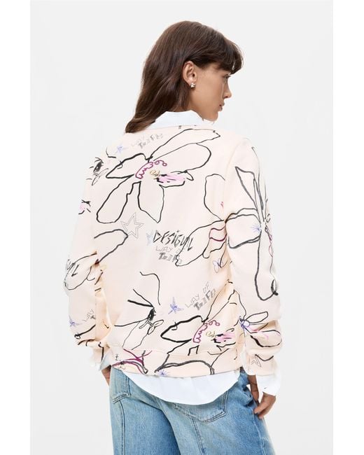 Desigual Natural Floral Print Sweatshirt 100% Cotton, Cotton