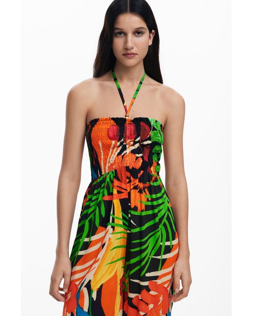 Desigual White Tropical Jumpsuit, Viscose