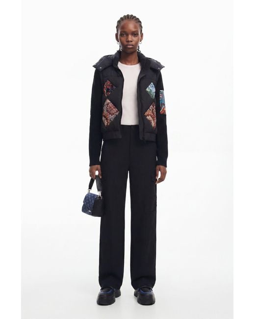 Desigual Black Combined Padded Vest