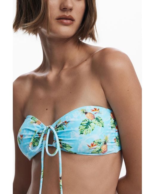 Desigual Blue Pineapple Bikini Top