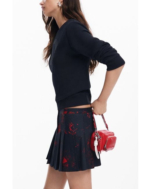 Desigual Blue Pleated Miniskirt By M. Christian Lacroi, Cotton