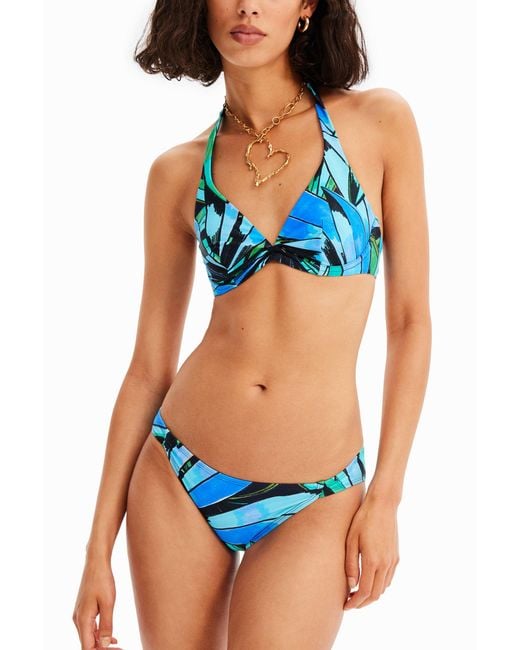 Desigual Blue Tropical Bikini Bottoms