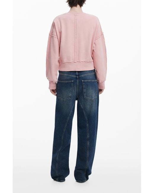Desigual Red Topstitched Sweatshirt, Cotton