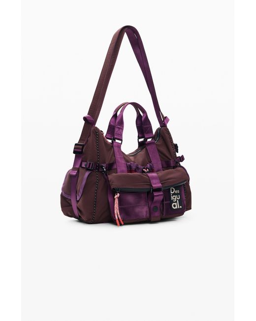 Desigual Purple 2-In-1 Backpack Bag, Polyamide
