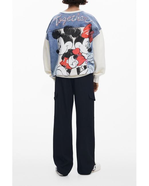 Desigual Blue Mickey And Minnie Sweatshirt, Cotton