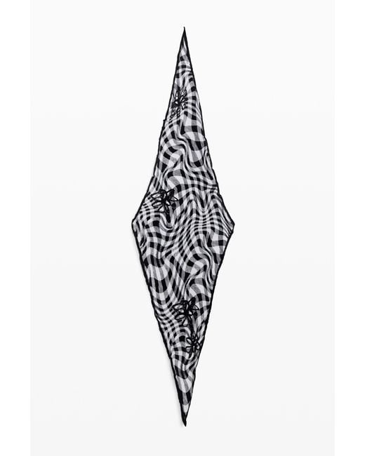 Desigual Blue Tartan Scarf, Polyester