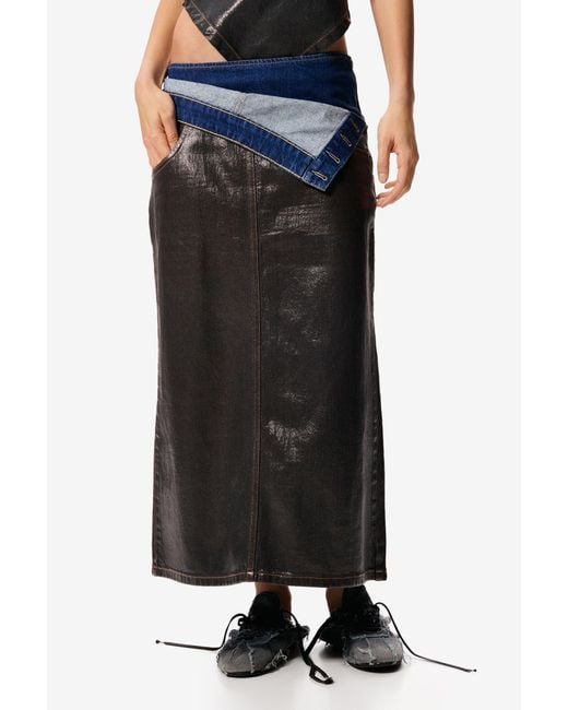 Desigual Black Midi Skirt Masha Popova, Cotton