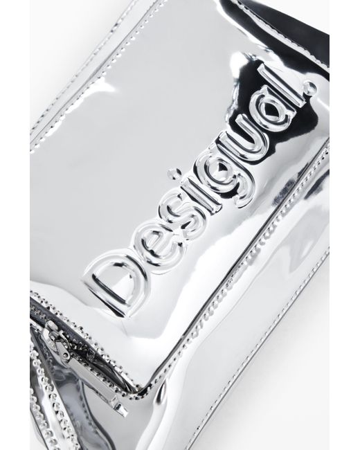 Desigual Umhängetasche Mit Logo-Print – Cremeweiß, Praktisch