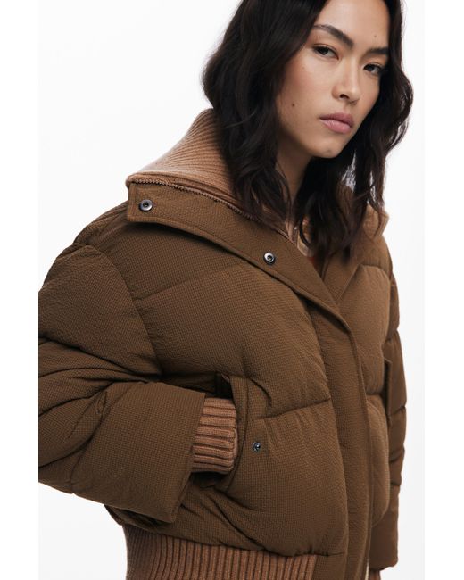 Desigual Brown Padded Bomber Jacket