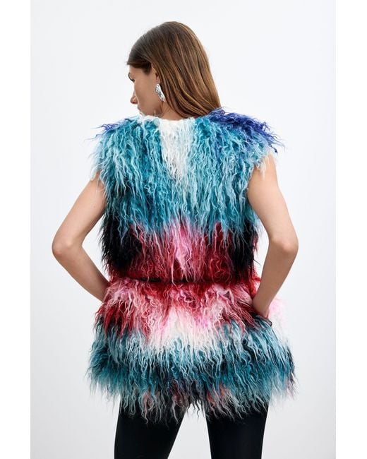 Desigual Blue Synthetic Fur Coat Lacroix
