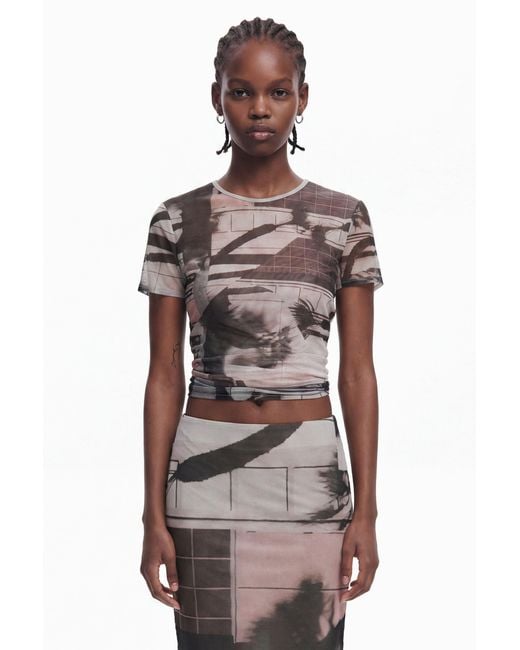Desigual Black Arty Print T-Shirt, Polyester
