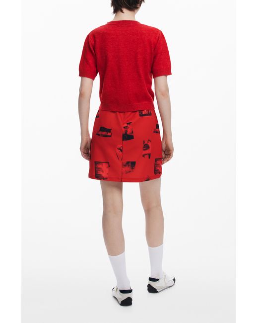 Desigual Red Short-Sleeve Button Sweater