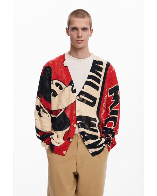 Desigual Red Mickey Mouse Cardigan for men