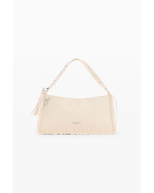 Desigual White Small Studded Bag, Polyurethane