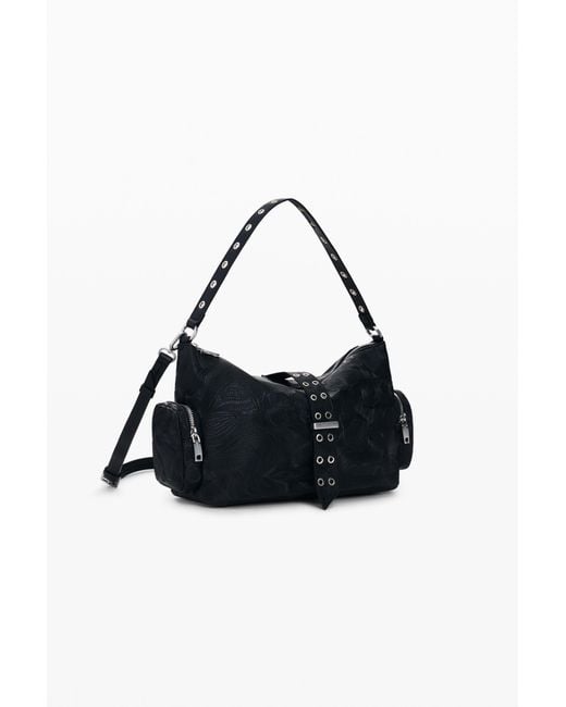 Desigual Black Medium Perforated Bag, Polyurethane