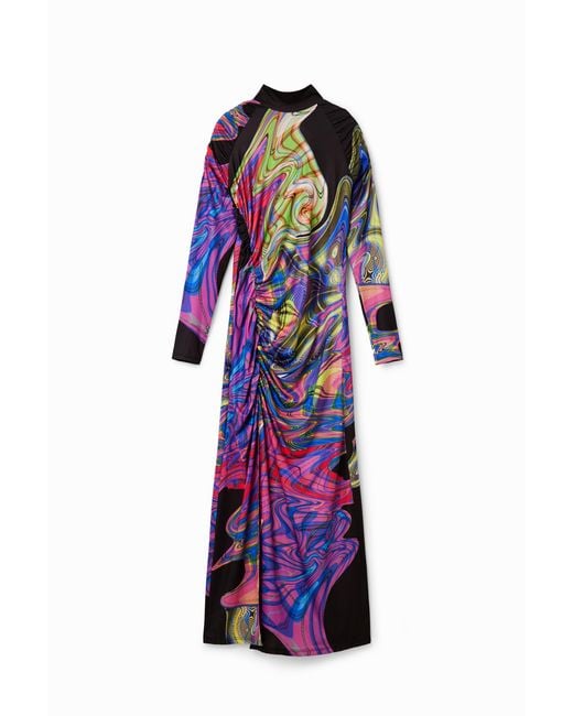 Desigual White María Escoté Slim Midi Dress