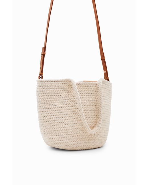 Desigual Natural M Woven Leather Basket
