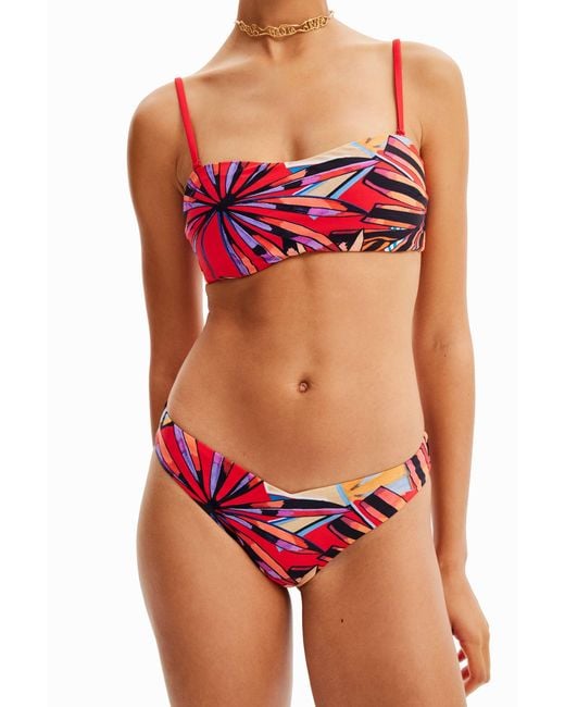 Desigual Red Tropical Bikini Bottoms