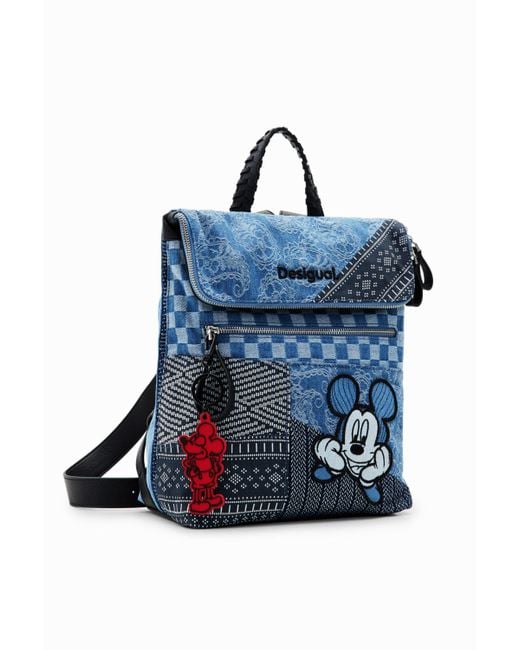 Desigual Blue Midsize Denim Mickey Mouse Backpack