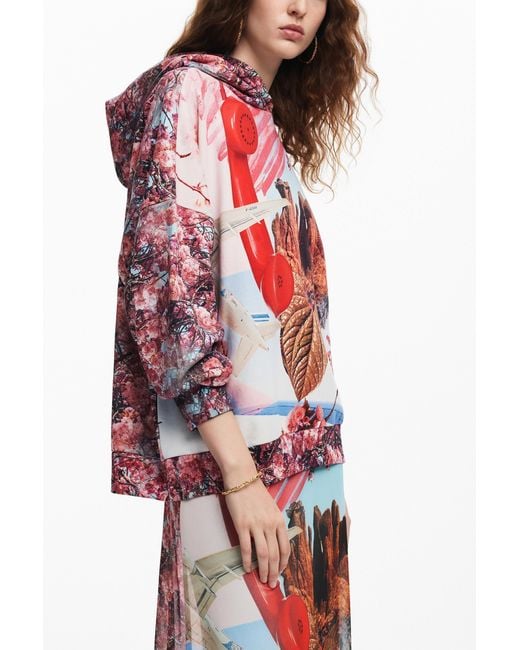 Desigual Red Printed Sweatshirt. Christian Lacroix, Cotton