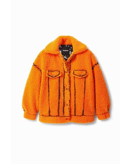 Desigual Orange Arty Fleece Jacket, Polyester
