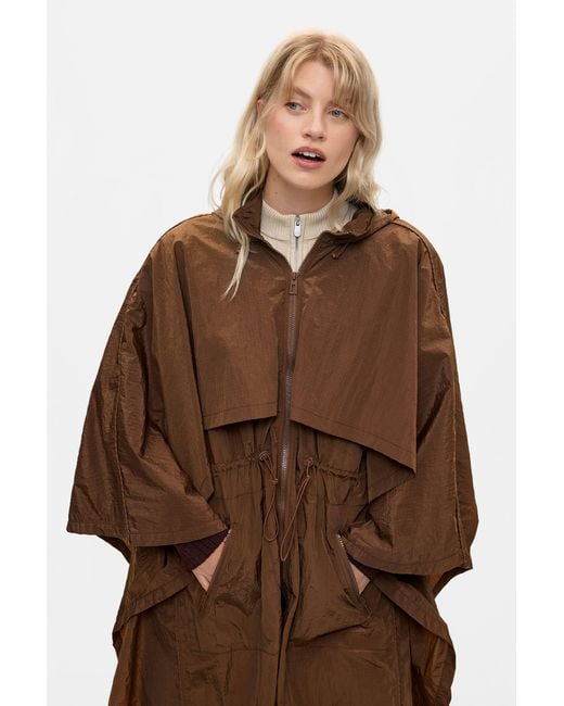 Desigual Brown Waterproof Poncho, Polyamide