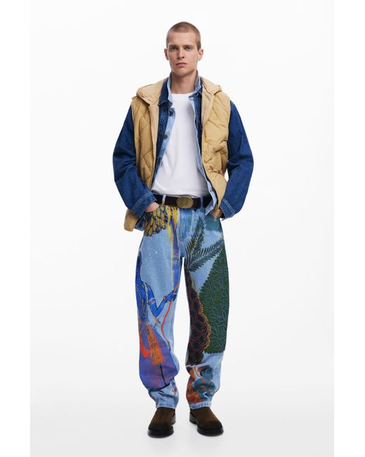 Jean Droit Imprimé Inde Desigual pour homme en coloris Blue