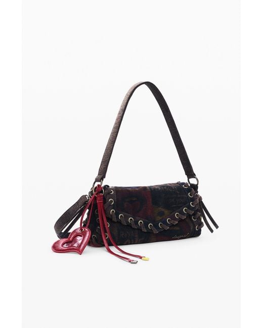 Desigual White Medium Graffiti Lips Bag