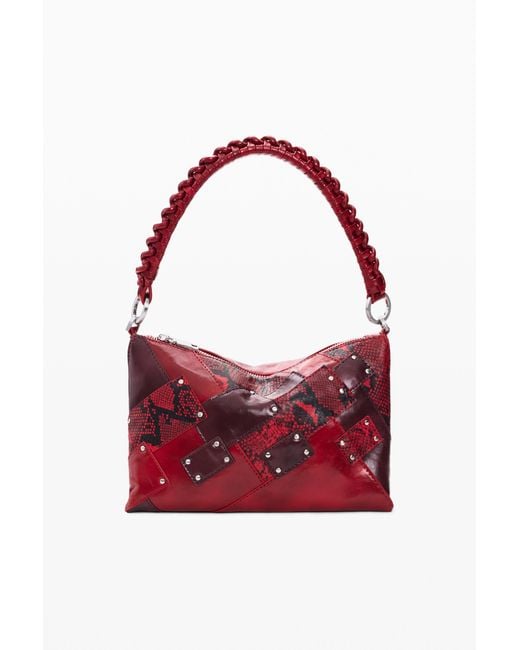 Desigual Red Medium Square Snake Bag, Polyurethane