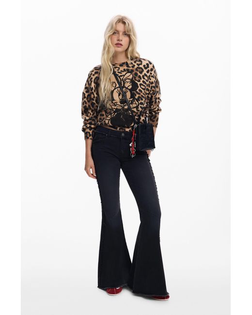 Desigual Brown Minnie Animal Print Sweater