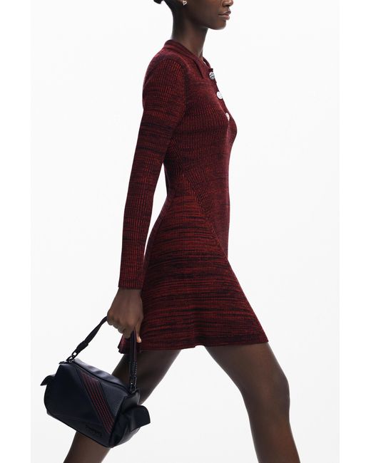 Desigual Purple Polo Neck Short Dress