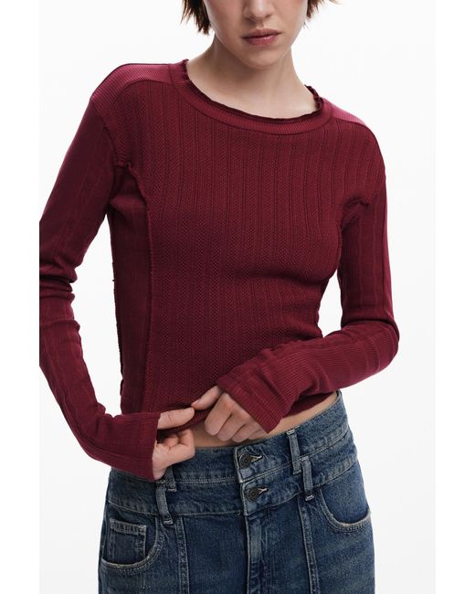 Desigual Red Cotton T-Shirt Seams, Cotton