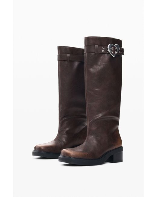 Desigual Brown Flat Faux Leather Boots, Acetate