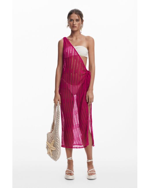 Robe Portefeuille À Épaules Ajourées Desigual en coloris Red